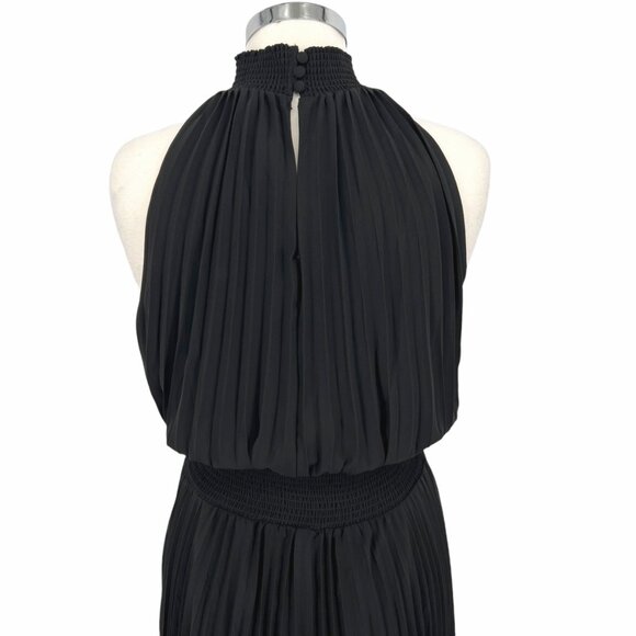 Halogen Pleated High Neck Sleeveless Handkerchief Dress Black Size Large NWOT - Picture 5 of 10